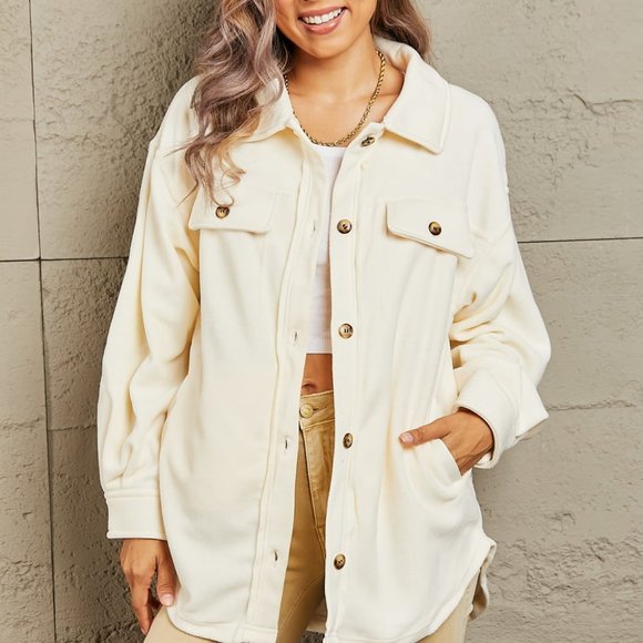 Heimish Cozy Girl Full Size Button Down Shacket - Picture 1 of 10
